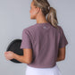 CLARA Ribbed Cropped T-shirt - Dusty Purple